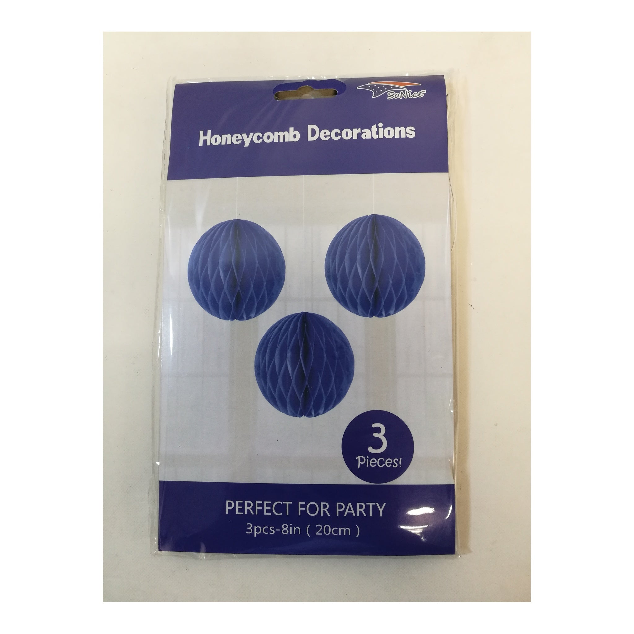 3Pcs 8"Honeycomb Royal Blue 120Set/Cs